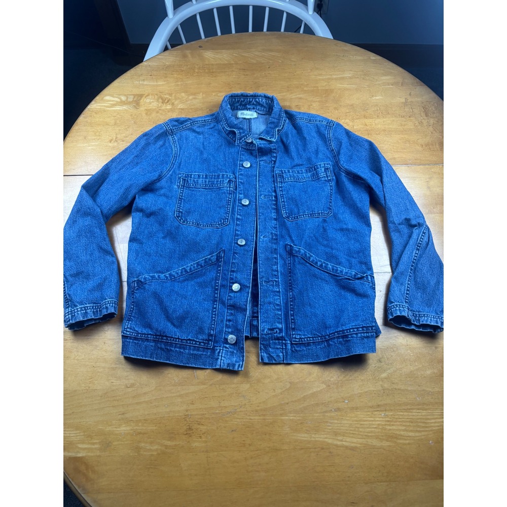 Madewell Womens Denim Chore Jacket Medium Wash Blue Cotton Utility Coat Size L